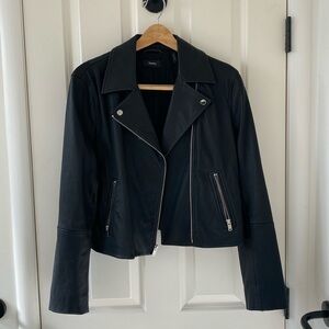 Brand New THEORY Women’s Large Black Lamb Leather Moto Jacket